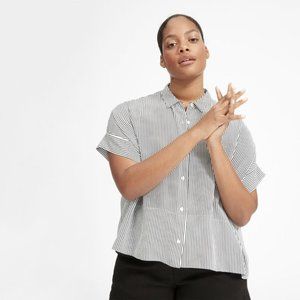 EVERLANE CLEAN SILK SHORT SLEEVE SQUARE SHIRT